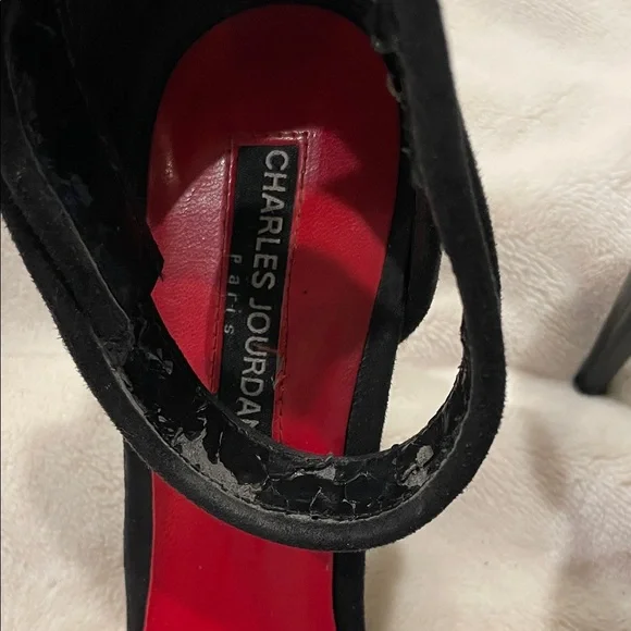 💖 Vintage Y2K Charles Jourdan Paris Black Leather stilettos - Picture 2 of 8